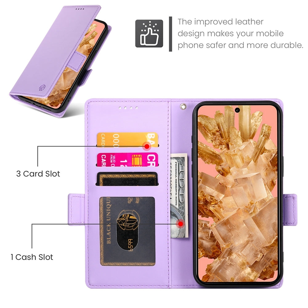 Google Pixel 8 Magnetic Leather Wallet Case with Card Slots, Stand Function & Full Protection