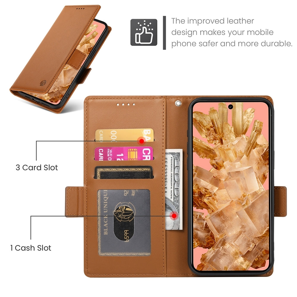 Google Pixel 8 Magnetic Leather Wallet Case with Card Slots, Stand Function & Full Protection