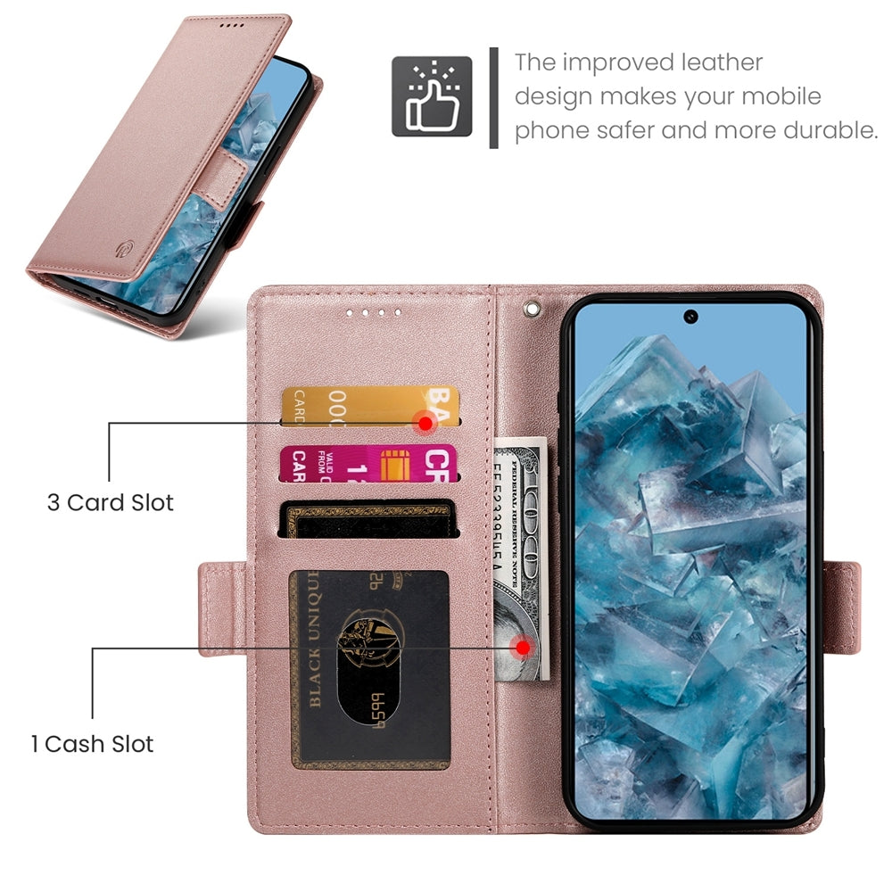 Google Pixel 8 Pro Magnetic Leather Wallet Case with Card Slots, Stand Function & Full Protection