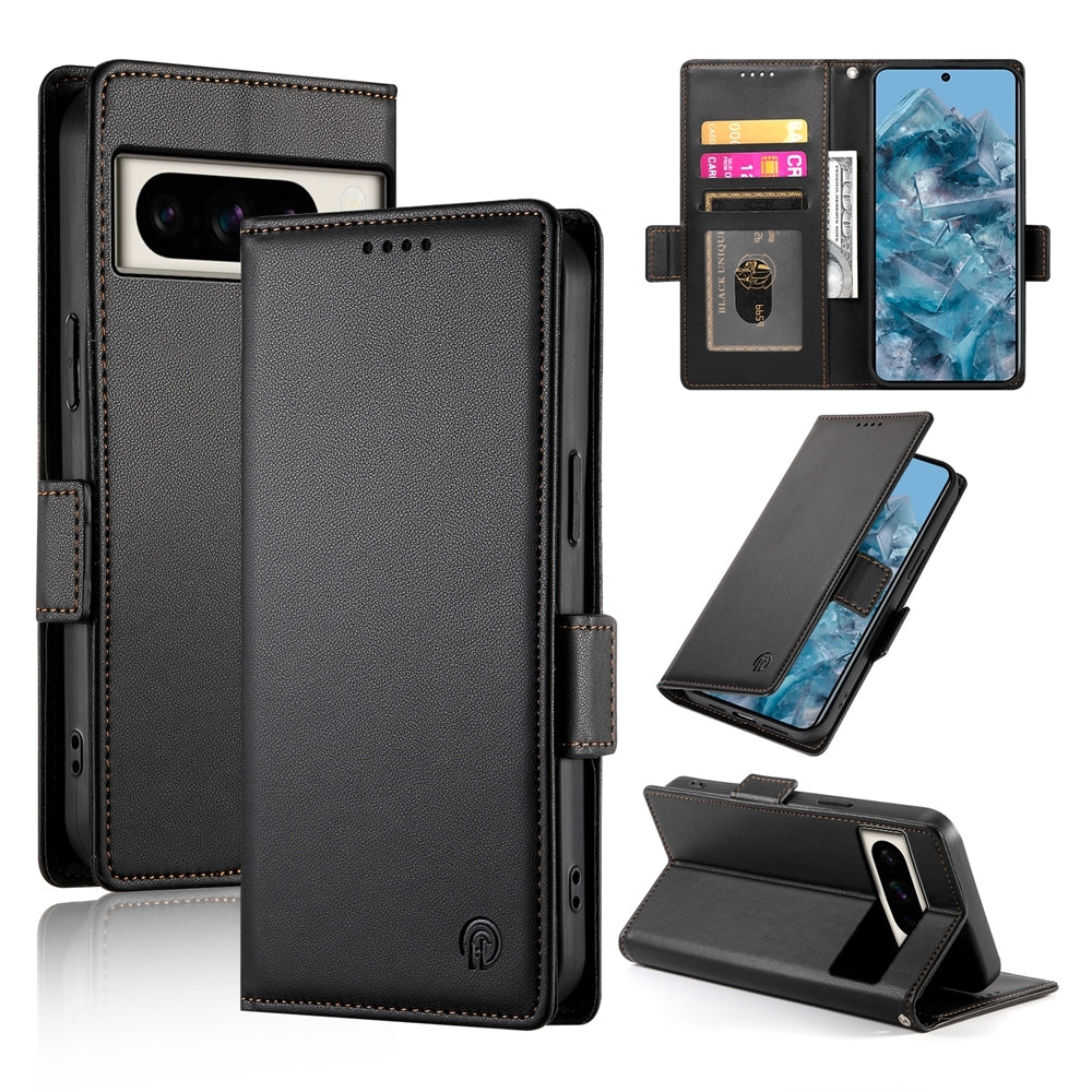 Google Pixel 8 Pro Magnetic Leather Wallet Case with Card Slots, Stand Function & Full Protection