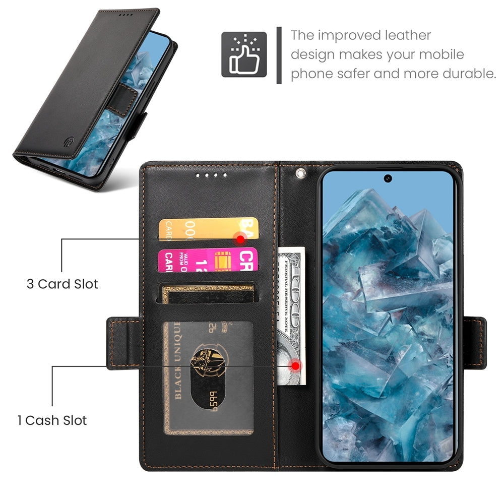 Google Pixel 8 Pro Magnetic Leather Wallet Case with Card Slots, Stand Function & Full Protection