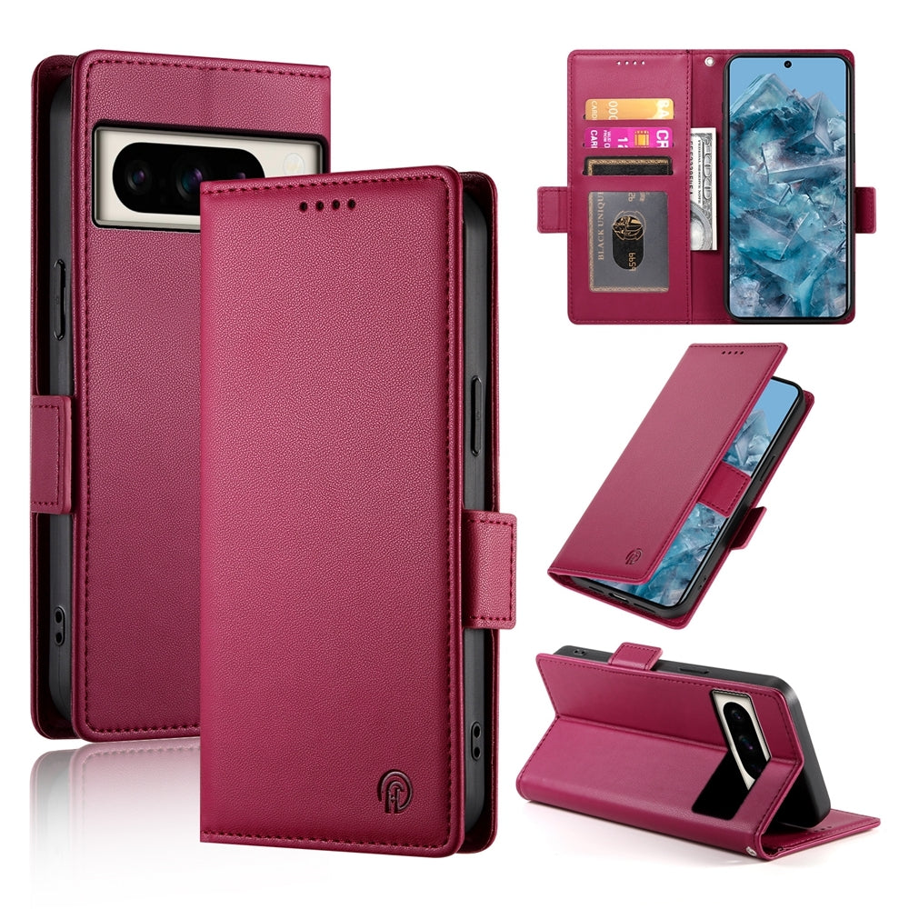Google Pixel 8 Pro Magnetic Leather Wallet Case with Card Slots, Stand Function & Full Protection