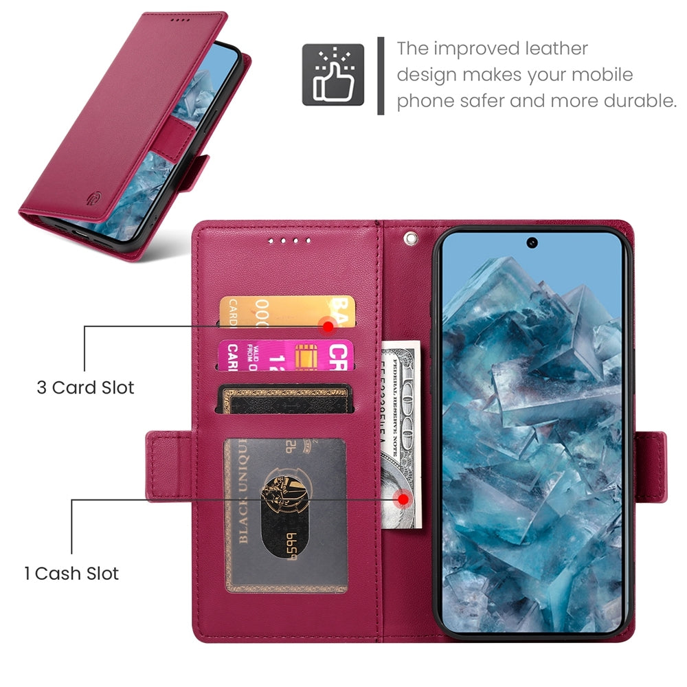 Google Pixel 8 Pro Magnetic Leather Wallet Case with Card Slots, Stand Function & Full Protection