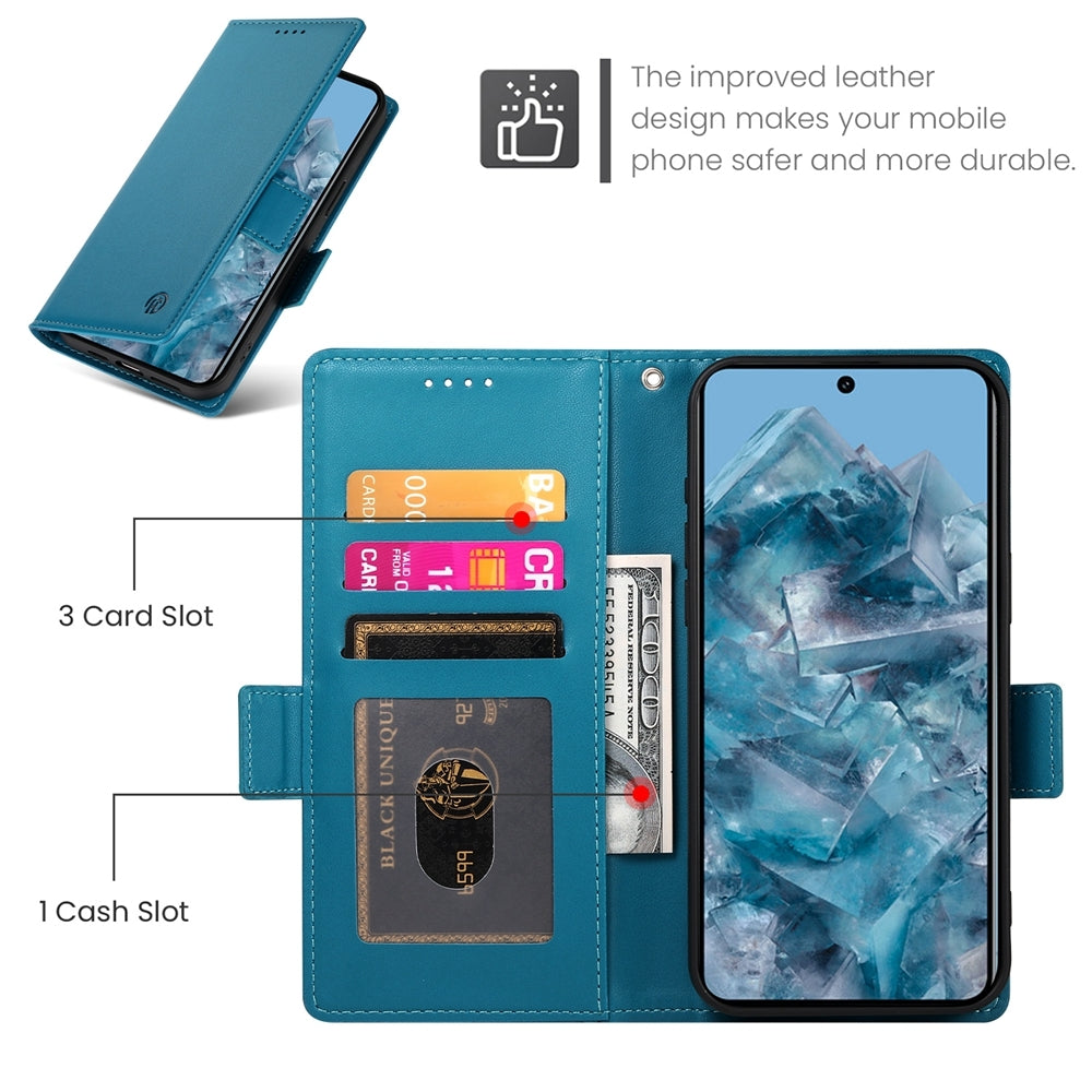 Google Pixel 8 Pro Magnetic Leather Wallet Case with Card Slots, Stand Function & Full Protection