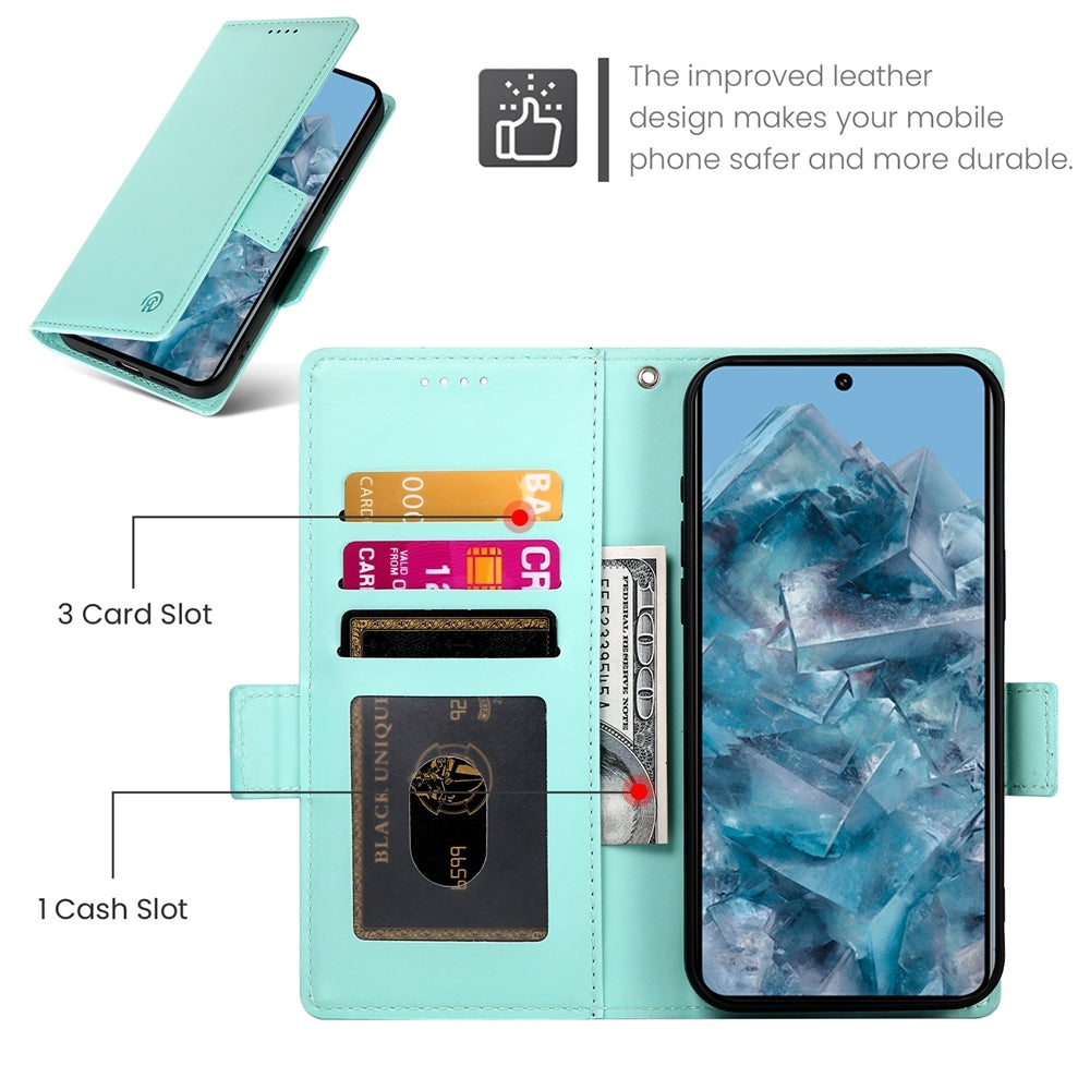 Google Pixel 8 Pro Magnetic Leather Wallet Case with Card Slots, Stand Function & Full Protection