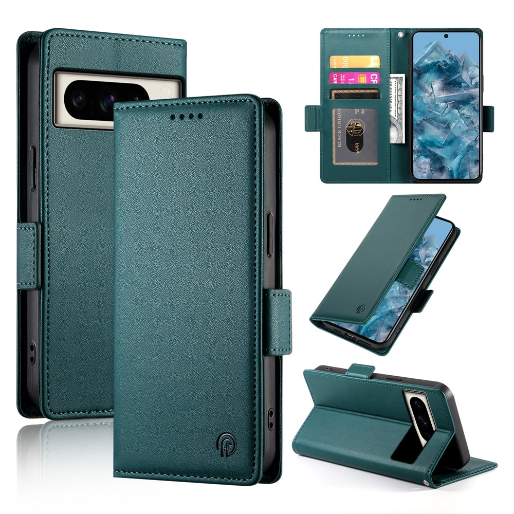 Google Pixel 8 Pro Magnetic Leather Wallet Case with Card Slots, Stand Function & Full Protection