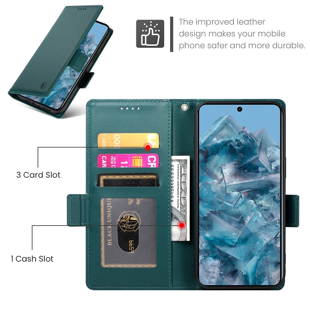 Google Pixel 8 Pro Magnetic Leather Wallet Case with Card Slots, Stand Function & Full Protection