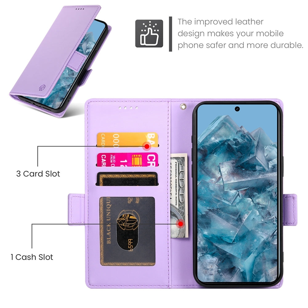Google Pixel 8 Pro Magnetic Leather Wallet Case with Card Slots, Stand Function & Full Protection