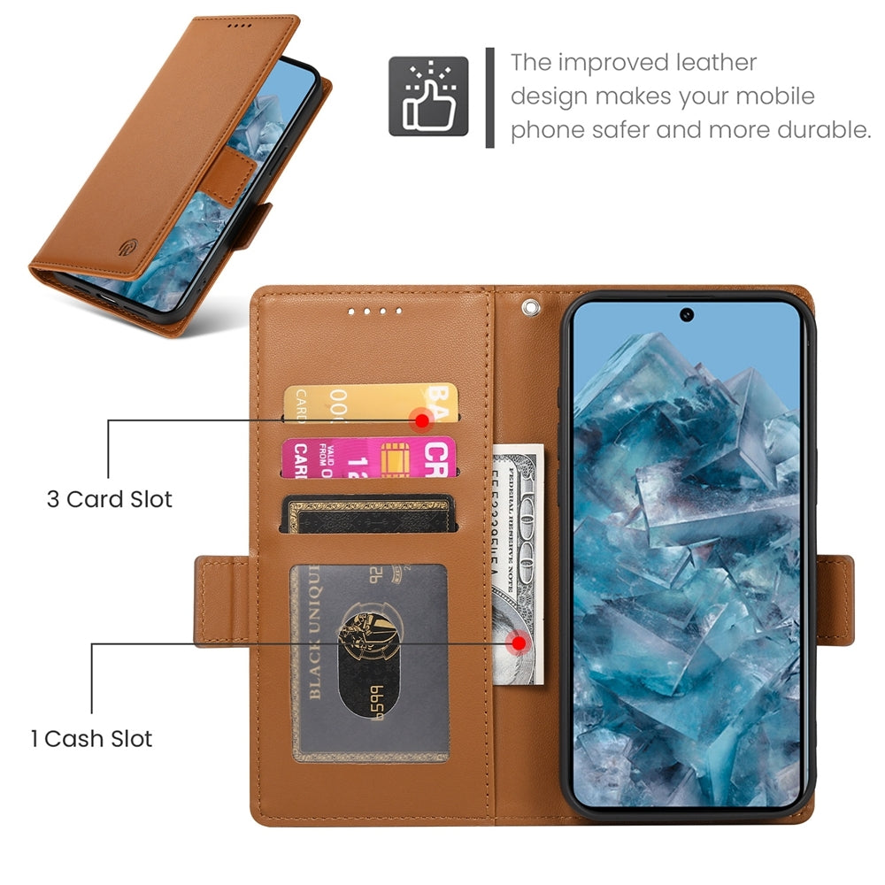 Google Pixel 8 Pro Magnetic Leather Wallet Case with Card Slots, Stand Function & Full Protection