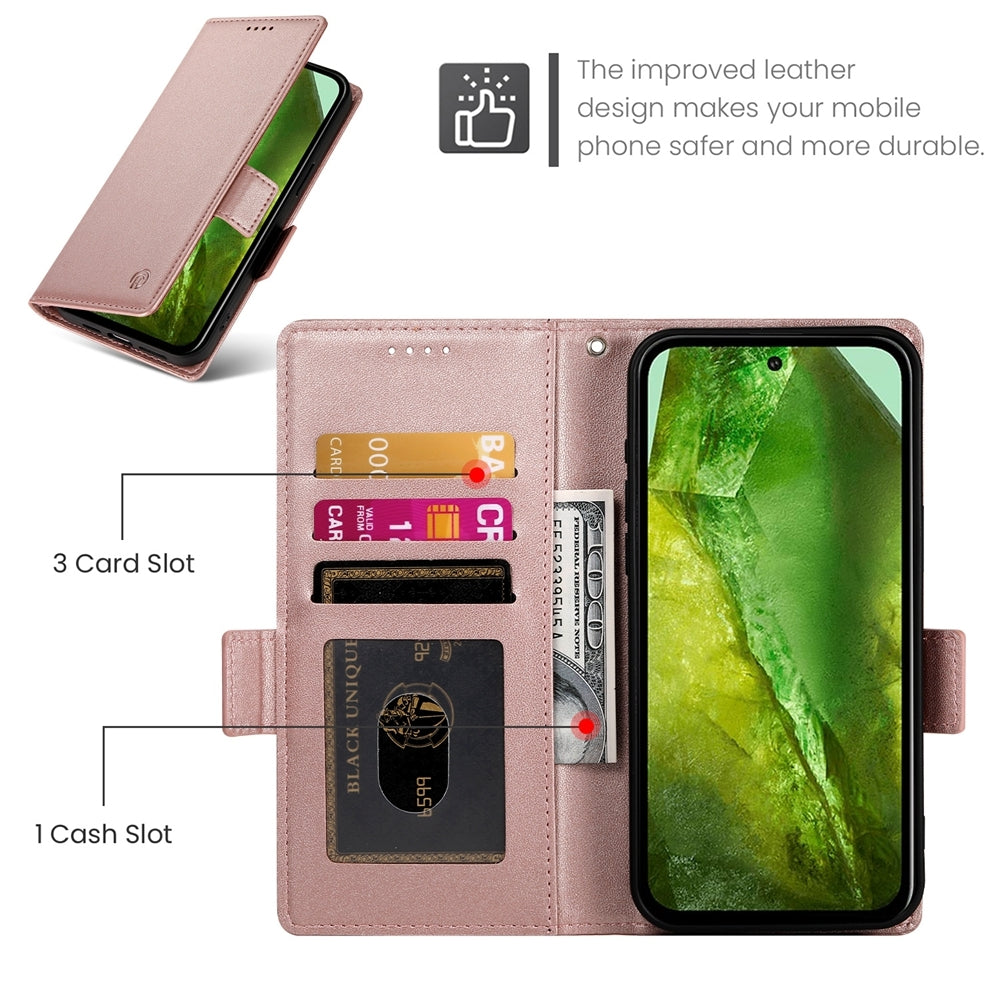 Google Pixel 8a Magnetic Leather Wallet Case with Card Slots, Stand Function & Full Protection