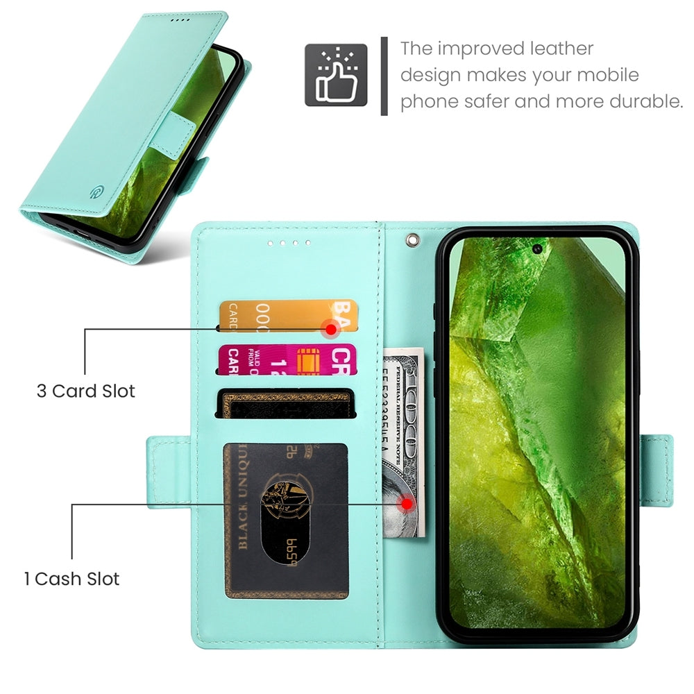 Google Pixel 8a Magnetic Leather Wallet Case with Card Slots, Stand Function & Full Protection