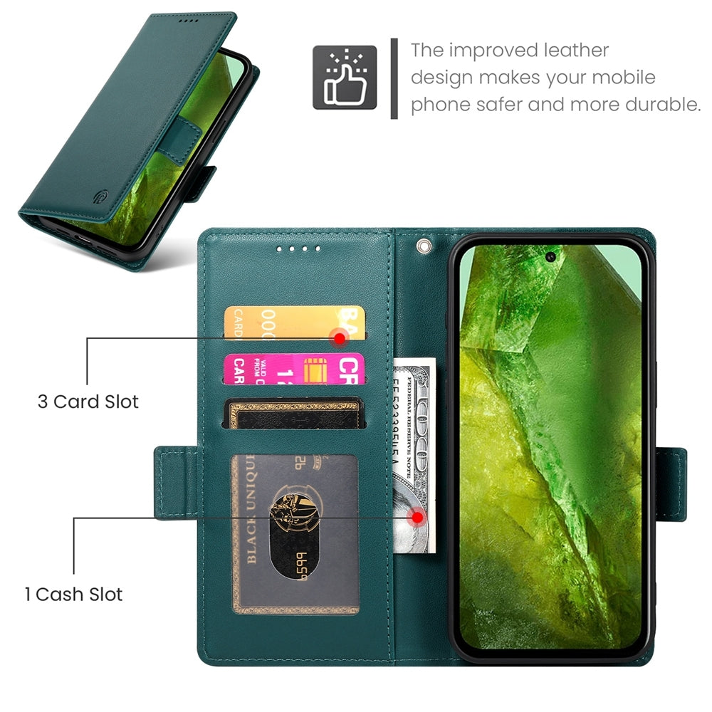 Google Pixel 8a Magnetic Leather Wallet Case with Card Slots, Stand Function & Full Protection