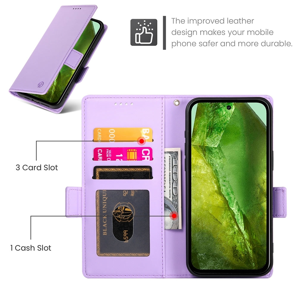Google Pixel 8a Magnetic Leather Wallet Case with Card Slots, Stand Function & Full Protection