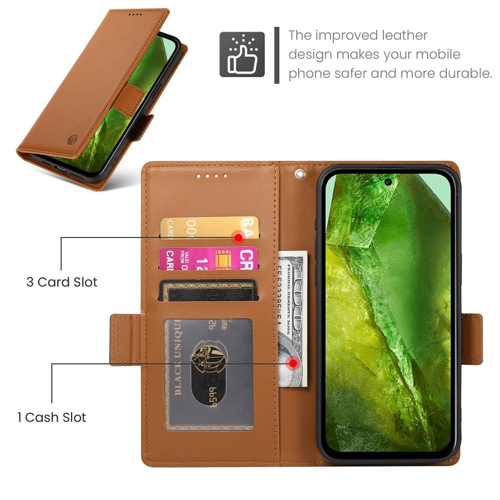 Google Pixel 8a Magnetic Leather Wallet Case with Card Slots, Stand Function & Full Protection