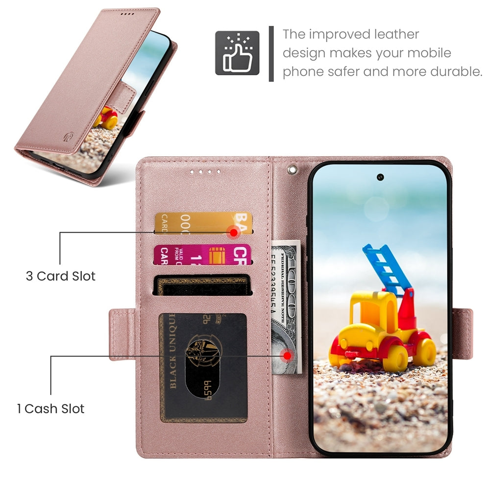 Google Pixel 9 Pro Magnetic Leather Wallet Case with Card Slots, Stand Function & Full Protection