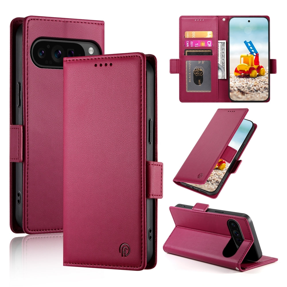 Google Pixel 9 Pro Magnetic Leather Wallet Case with Card Slots, Stand Function & Full Protection