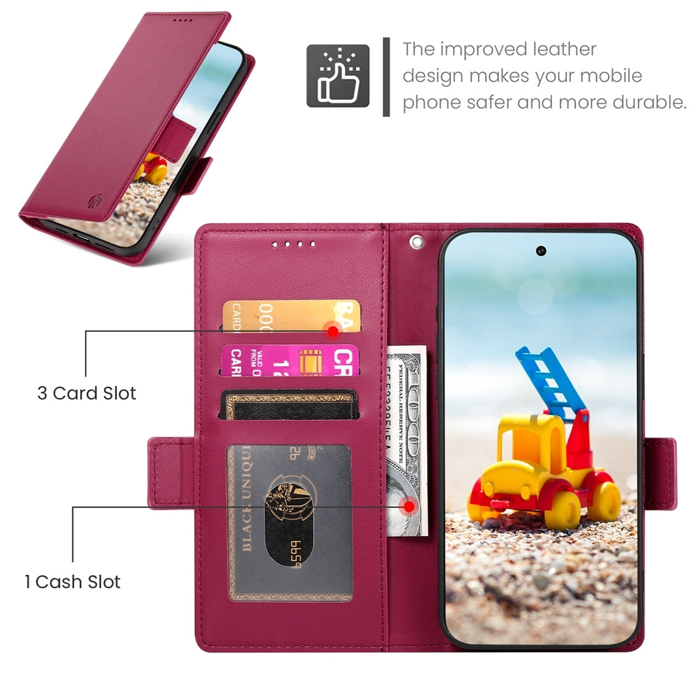 Google Pixel 9 Pro Magnetic Leather Wallet Case with Card Slots, Stand Function & Full Protection