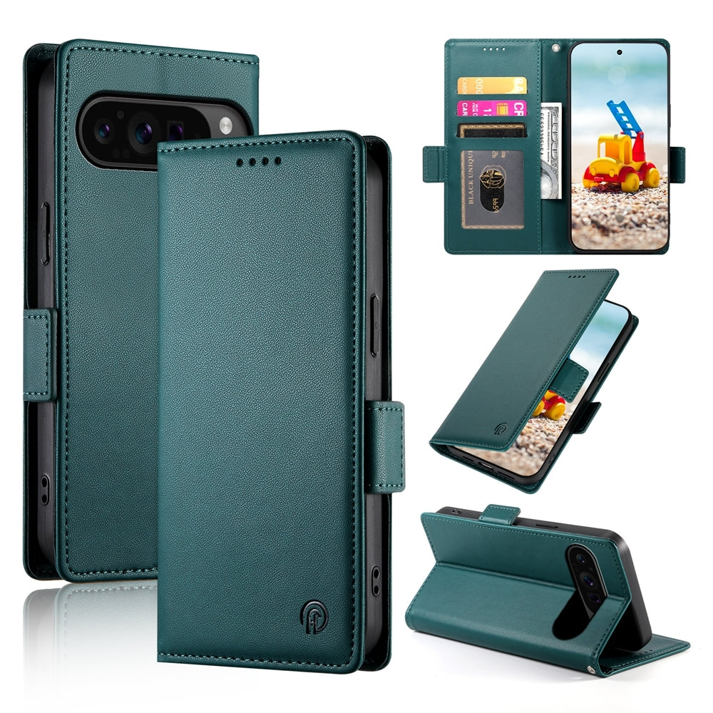 Google Pixel 9 Pro Magnetic Leather Wallet Case with Card Slots, Stand Function & Full Protection
