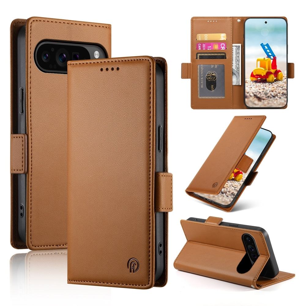 Google Pixel 9 Pro Magnetic Leather Wallet Case with Card Slots, Stand Function & Full Protection