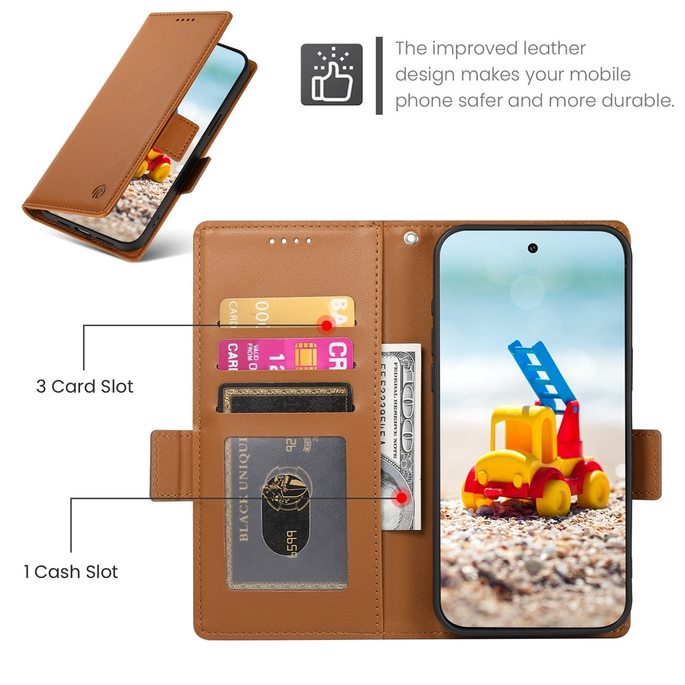 Google Pixel 9 Pro Magnetic Leather Wallet Case with Card Slots, Stand Function & Full Protection