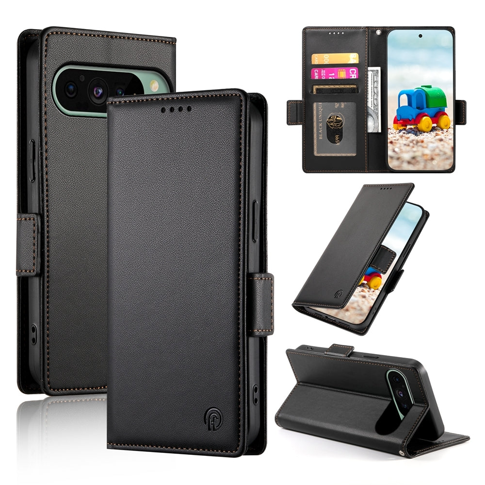 Google Pixel 9 Magnetic Leather Wallet Case with Card Slots, Stand Function & Full Protection