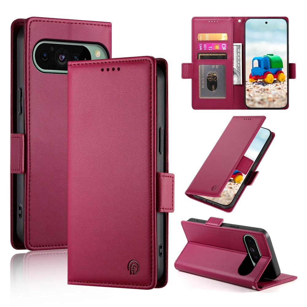 Google Pixel 9 Magnetic Leather Wallet Case with Card Slots, Stand Function & Full Protection