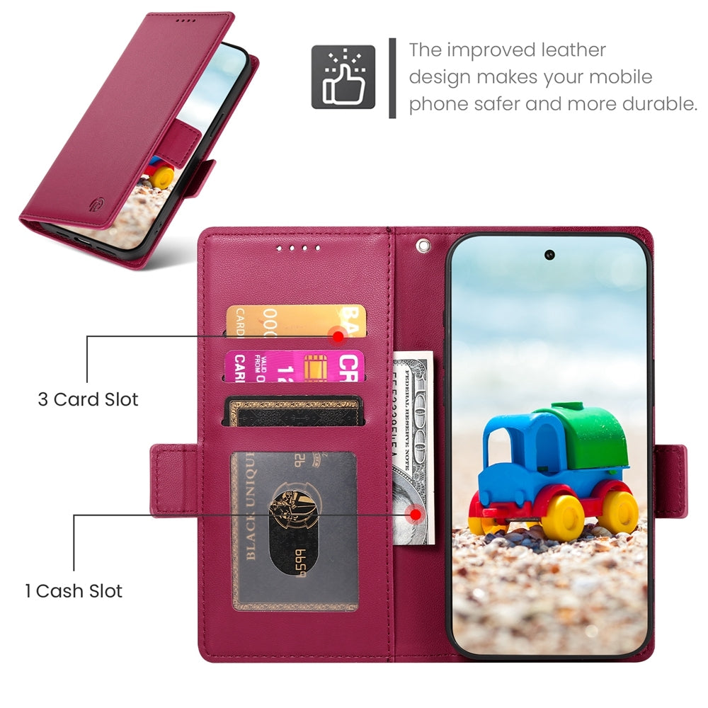 Google Pixel 9 Magnetic Leather Wallet Case with Card Slots, Stand Function & Full Protection