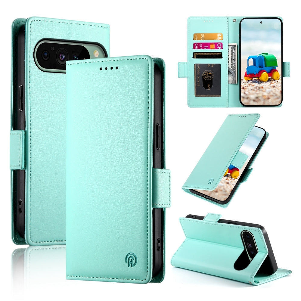 Google Pixel 9 Magnetic Leather Wallet Case with Card Slots, Stand Function & Full Protection