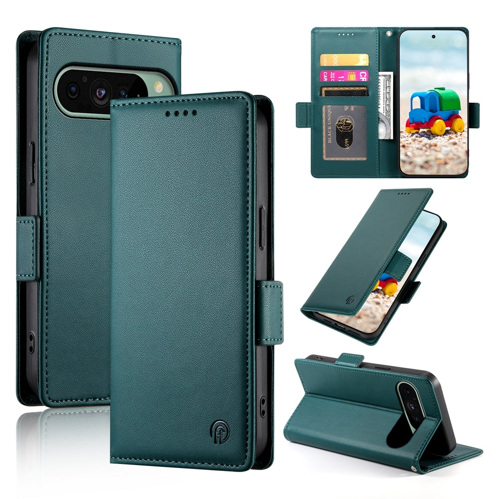 Google Pixel 9 Magnetic Leather Wallet Case with Card Slots, Stand Function & Full Protection