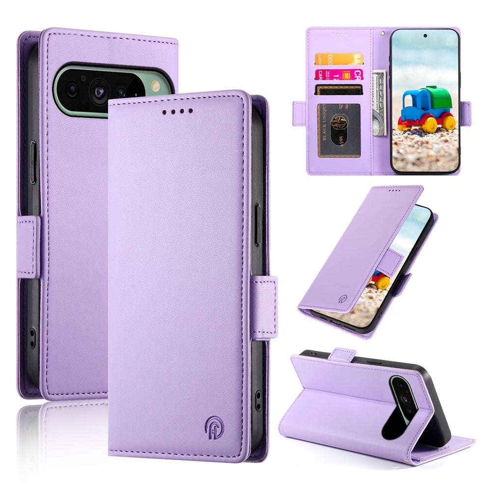 Google Pixel 9 Magnetic Leather Wallet Case with Card Slots, Stand Function & Full Protection