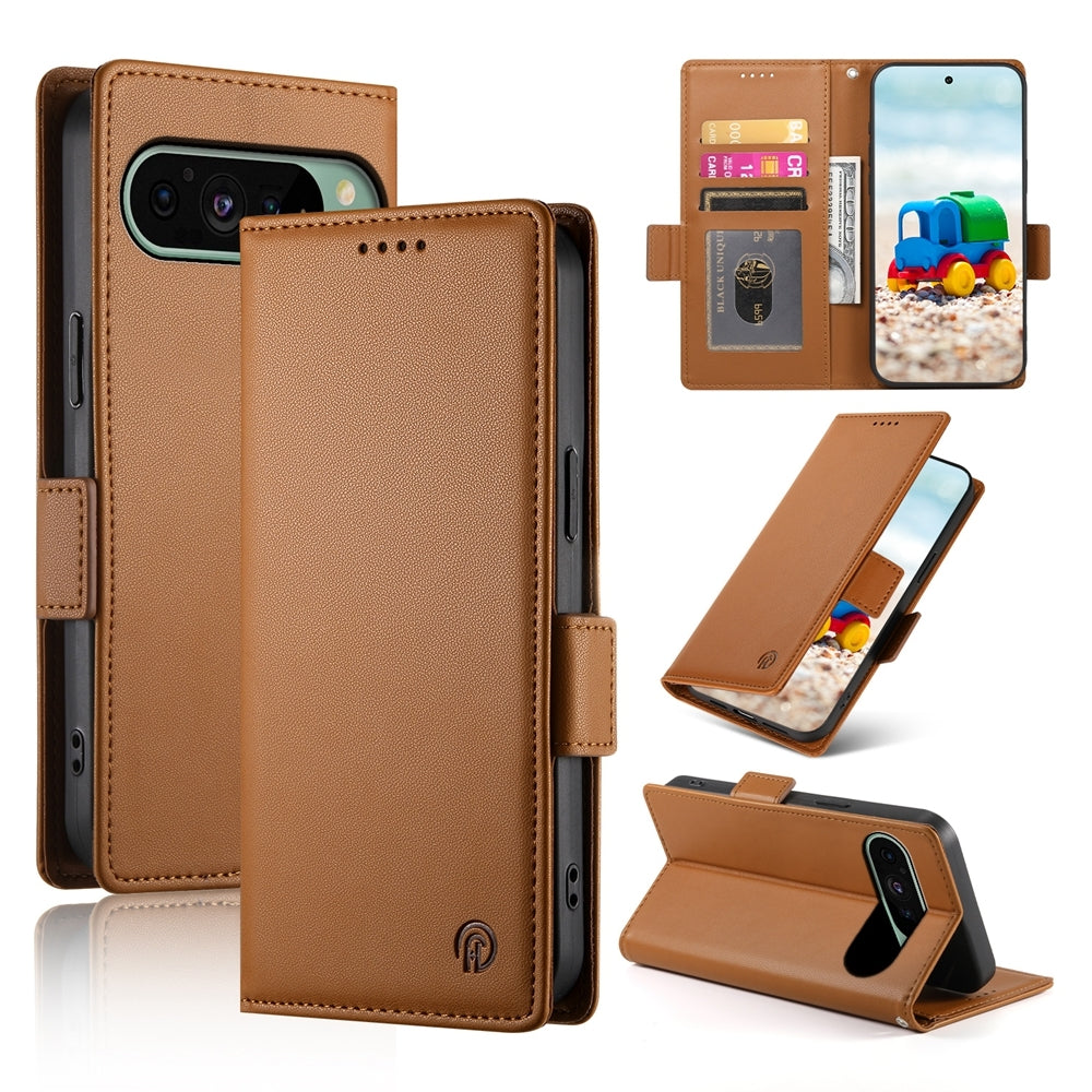 Google Pixel 9 Magnetic Leather Wallet Case with Card Slots, Stand Function & Full Protection
