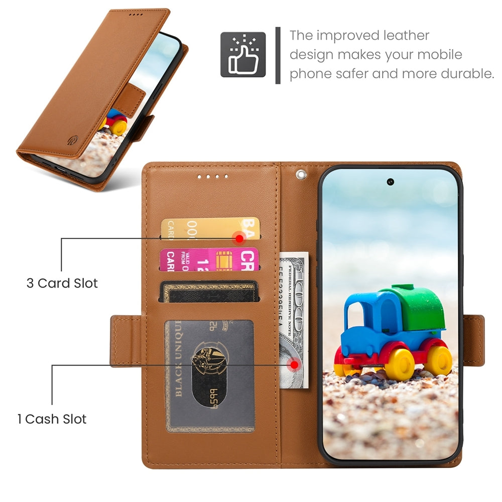 Google Pixel 9 Magnetic Leather Wallet Case with Card Slots, Stand Function & Full Protection