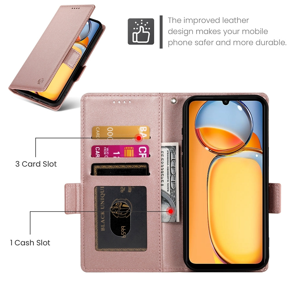 Xiaomi Redmi 13C 4G Magnetic Leather Wallet Case with Card Slots, Stand Function & Full Protection