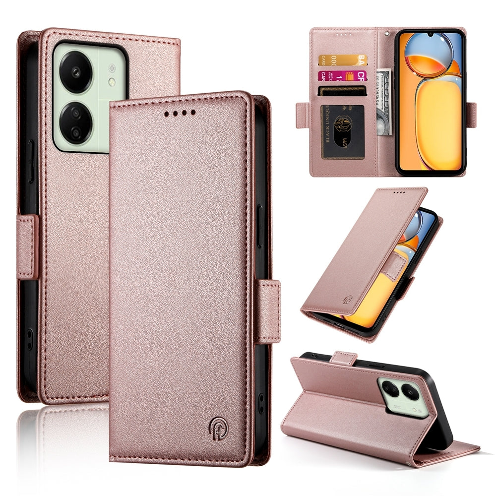 Xiaomi Redmi 13R Magnetic Leather Wallet Case with Card Slots, Stand Function & Full Protection
