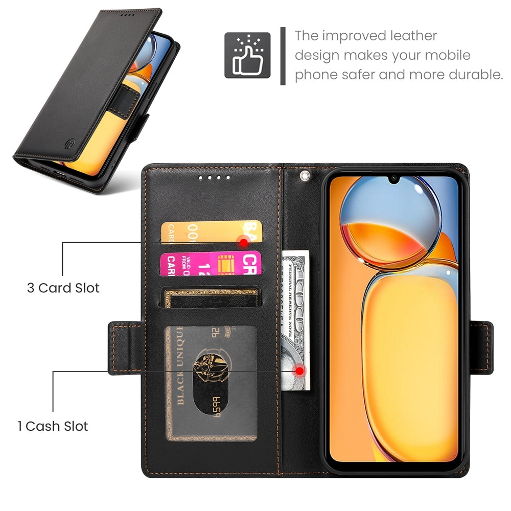 Xiaomi Redmi 13C 4G Magnetic Leather Wallet Case with Card Slots, Stand Function & Full Protection
