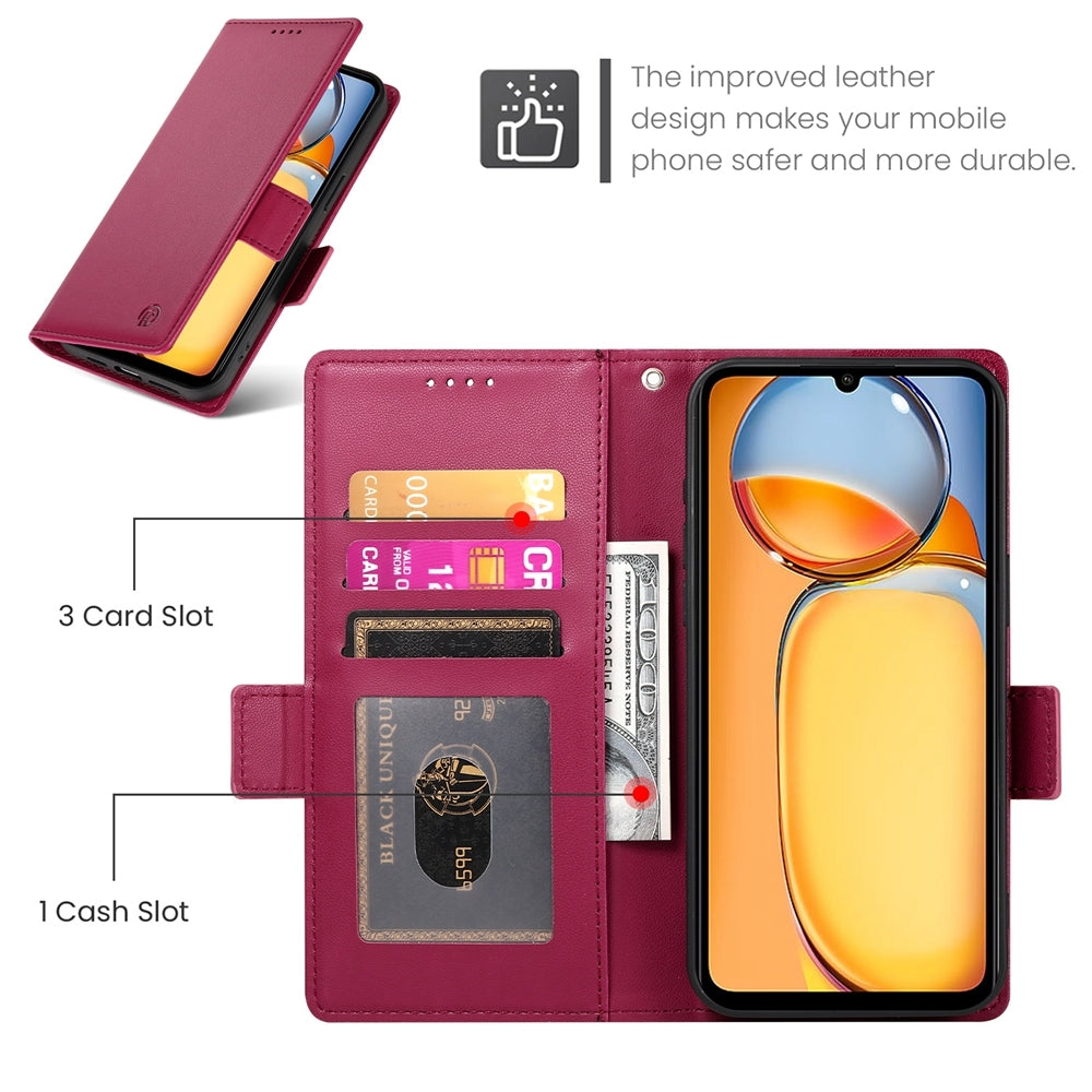 Xiaomi Redmi 13C 4G Magnetic Leather Wallet Case with Card Slots, Stand Function & Full Protection