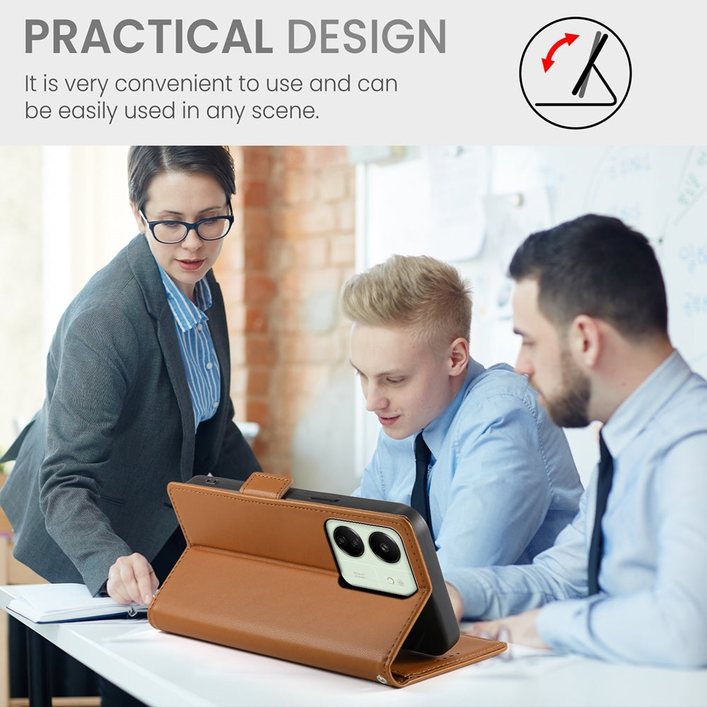 Xiaomi Redmi 13R Magnetic Leather Wallet Case with Card Slots, Stand Function & Full Protection