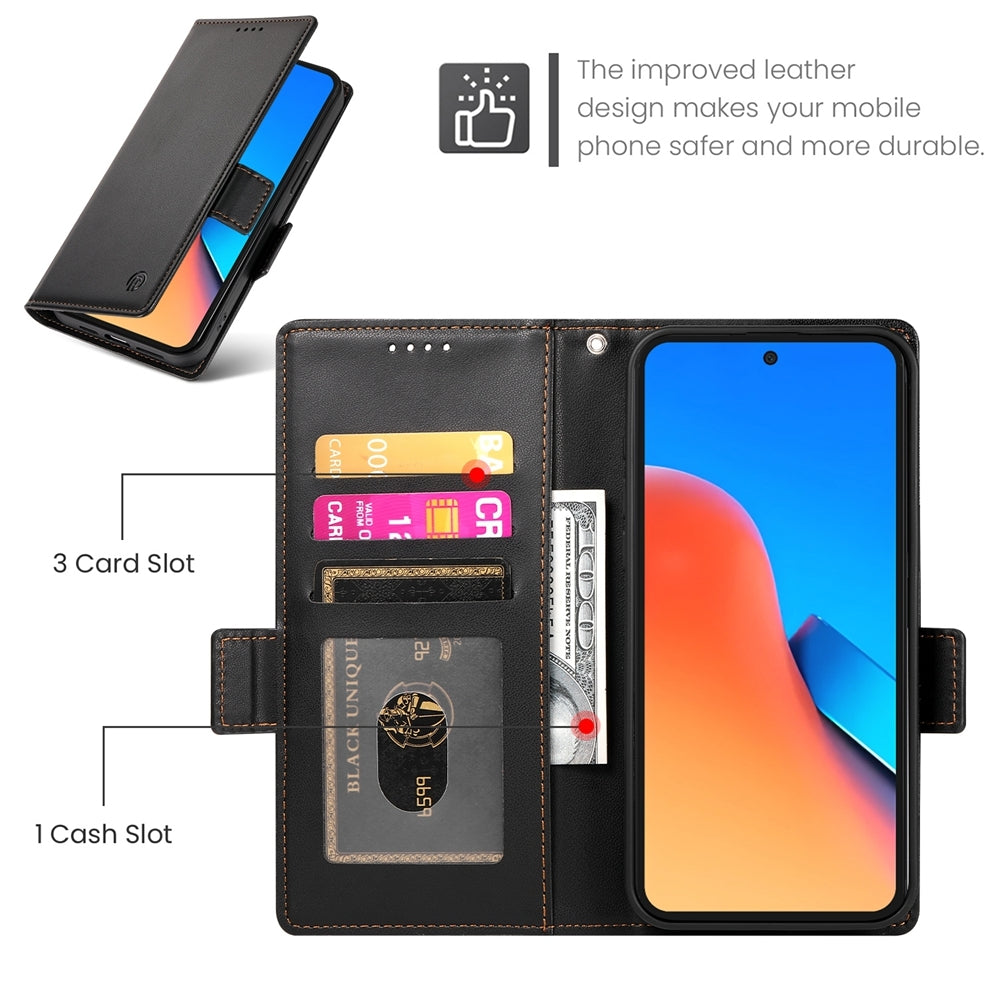 Xiaomi Redmi Note 12R Magnetic Leather Wallet Case with Card Slots, Stand Function & Full Protection