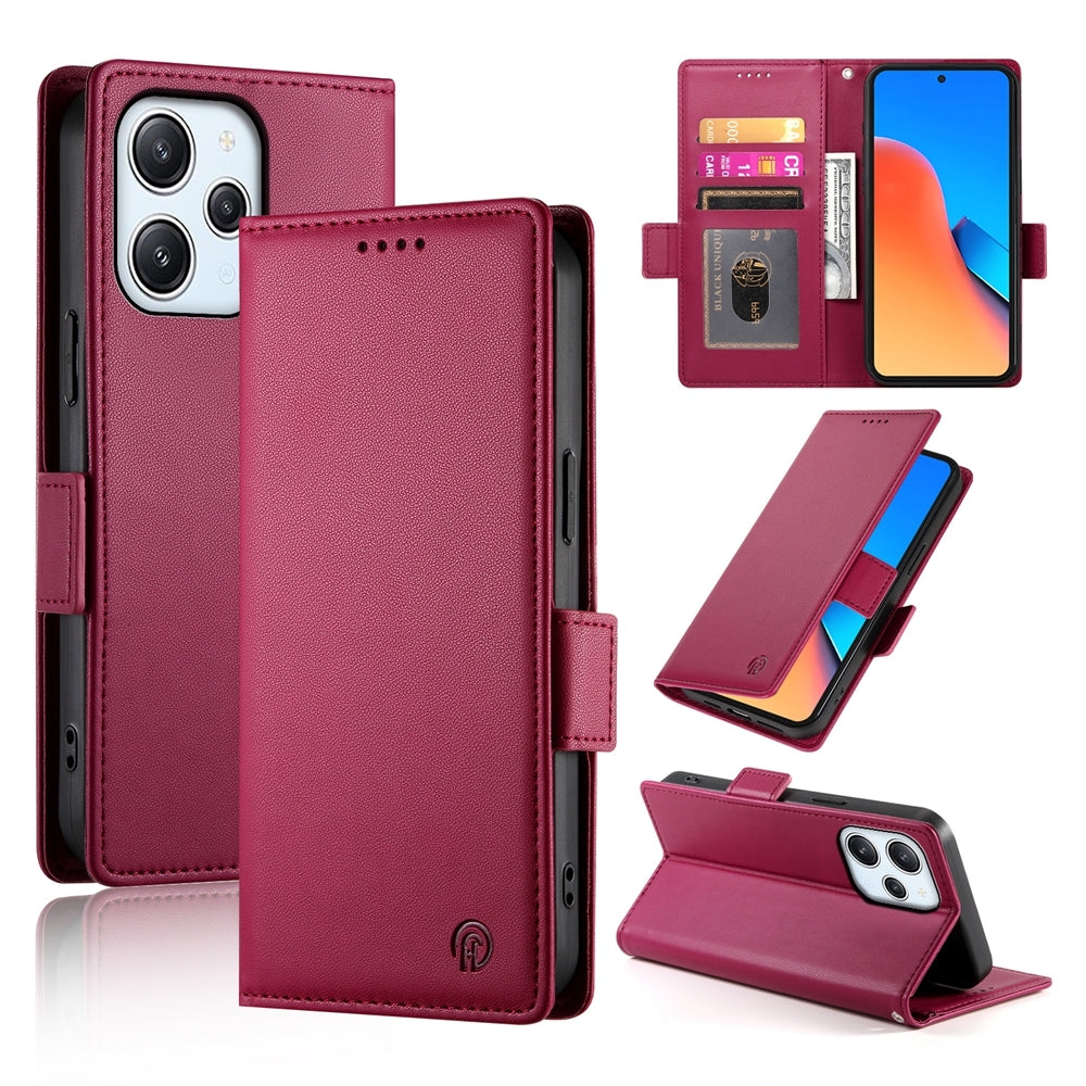 Xiaomi Redmi Note 12R Magnetic Leather Wallet Case with Card Slots, Stand Function & Full Protection