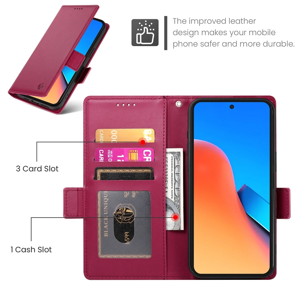 Xiaomi Redmi Note 12R Magnetic Leather Wallet Case with Card Slots, Stand Function & Full Protection