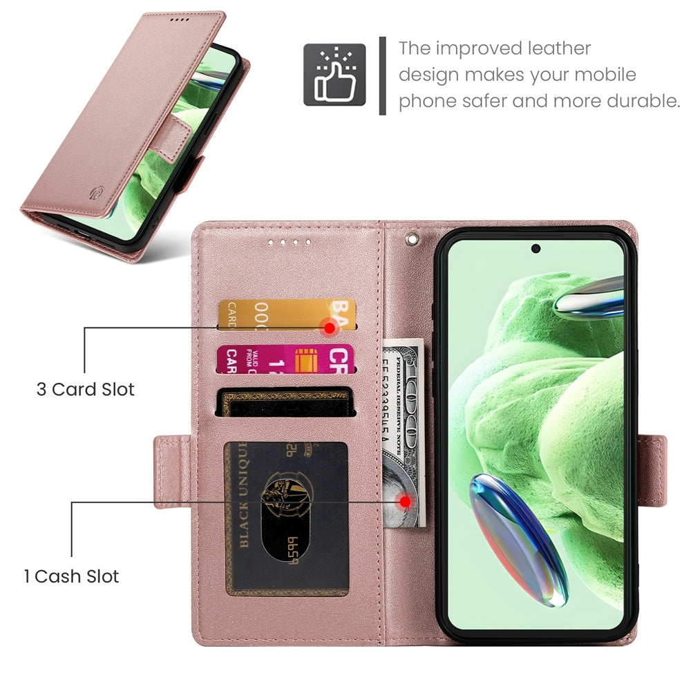 Xiaomi Redmi Note 12 Global India Magnetic Leather Wallet Case with Card Slots, Stand Function & Full Protection