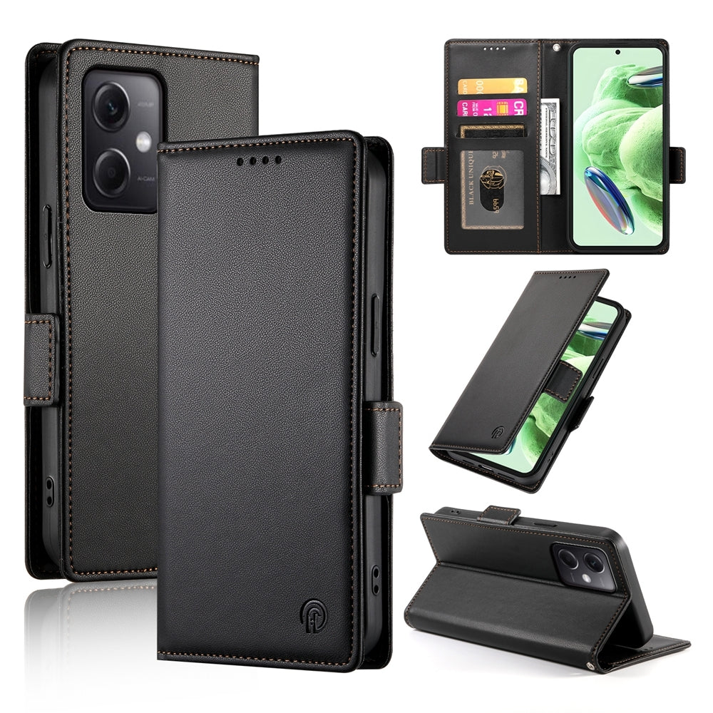 Xiaomi Redmi Note 12 Global India Magnetic Leather Wallet Case with Card Slots, Stand Function & Full Protection