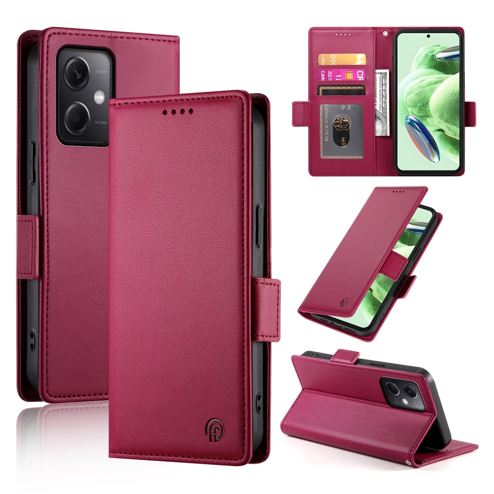 Xiaomi Redmi Note 12 Global India Magnetic Leather Wallet Case with Card Slots, Stand Function & Full Protection