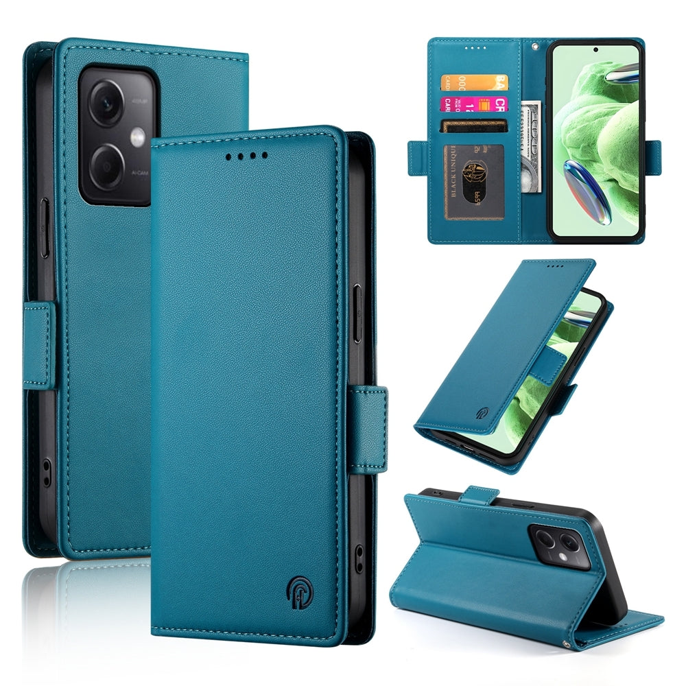 Xiaomi Redmi Note 12 Global India Magnetic Leather Wallet Case with Card Slots, Stand Function & Full Protection
