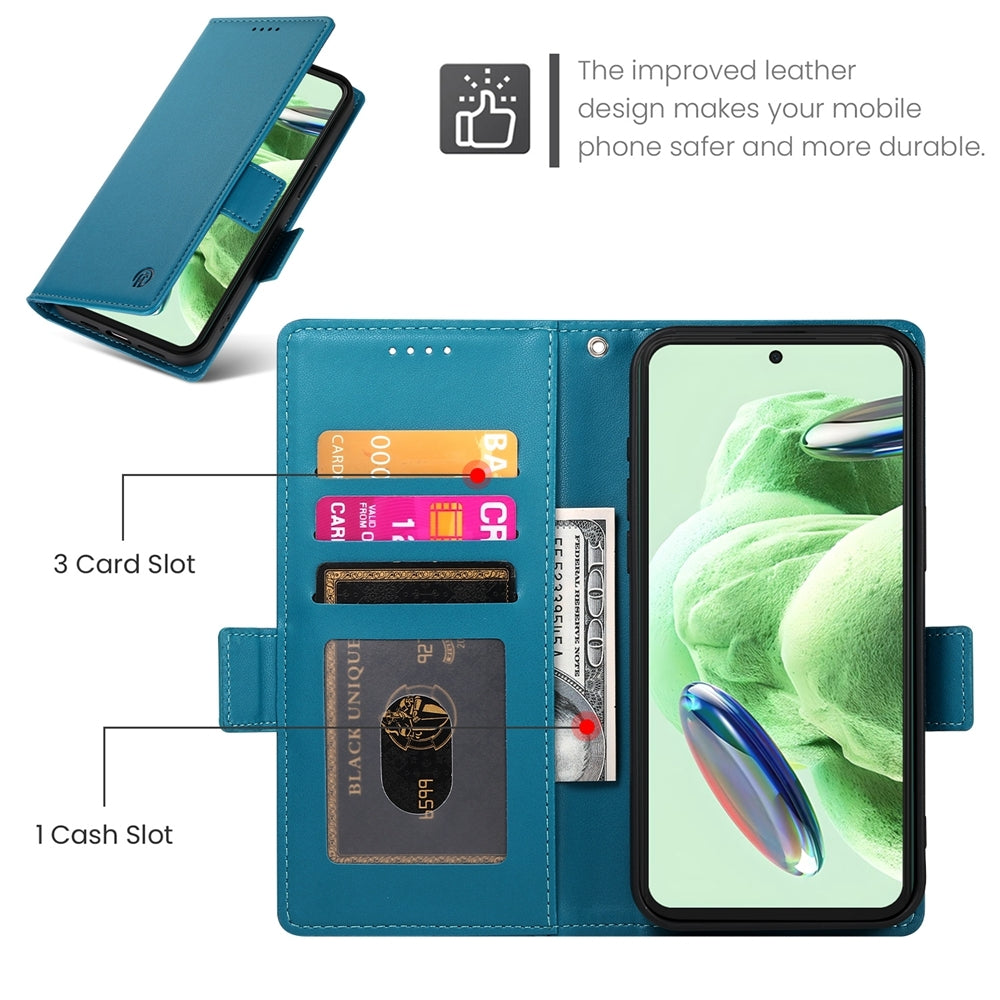 Xiaomi Redmi Note 12 Global India Magnetic Leather Wallet Case with Card Slots, Stand Function & Full Protection