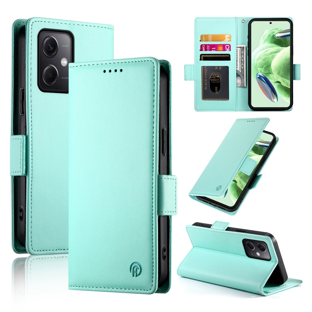 Xiaomi Redmi Note 12 Global India Magnetic Leather Wallet Case with Card Slots, Stand Function & Full Protection
