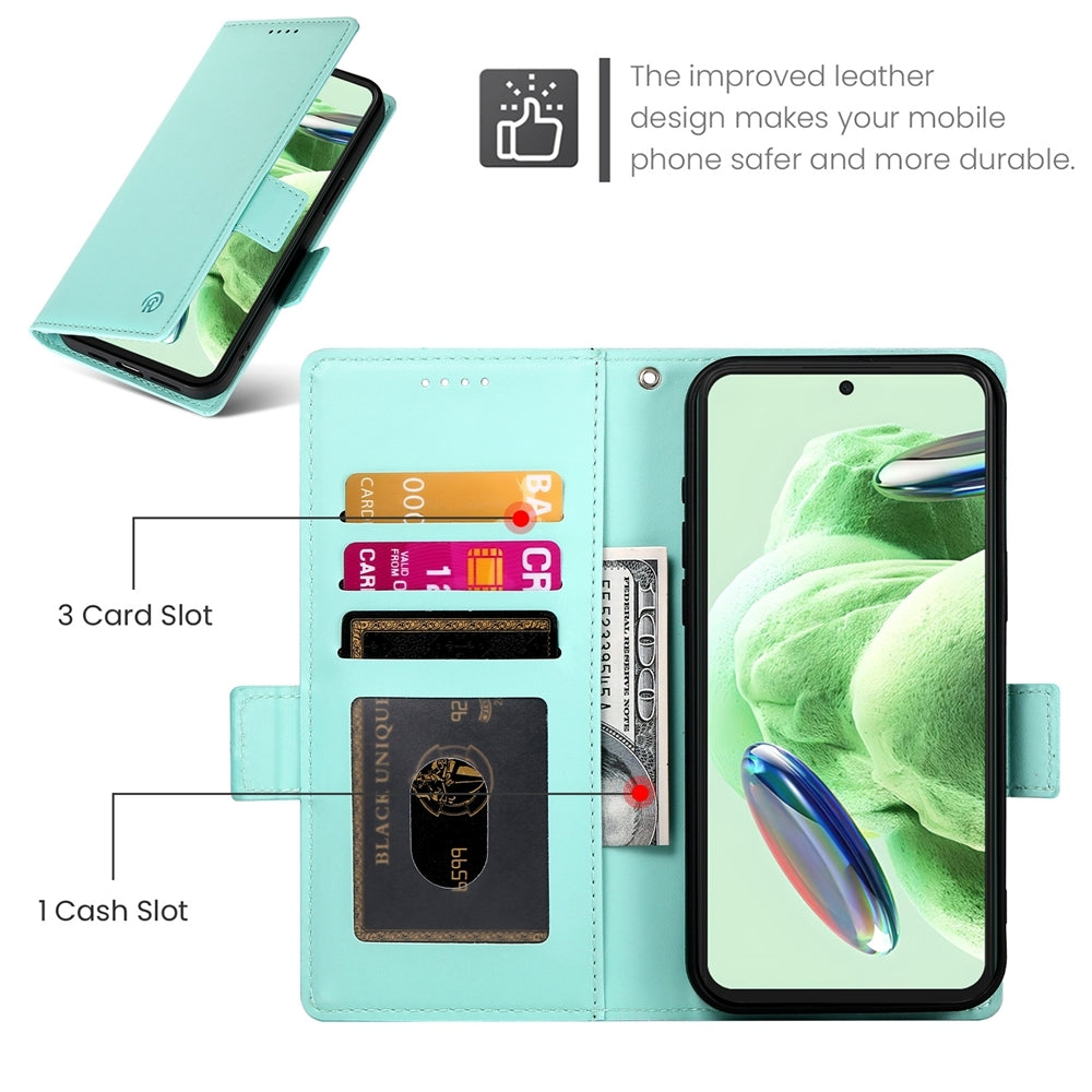 Xiaomi Redmi Note 12 Global India Magnetic Leather Wallet Case with Card Slots, Stand Function & Full Protection