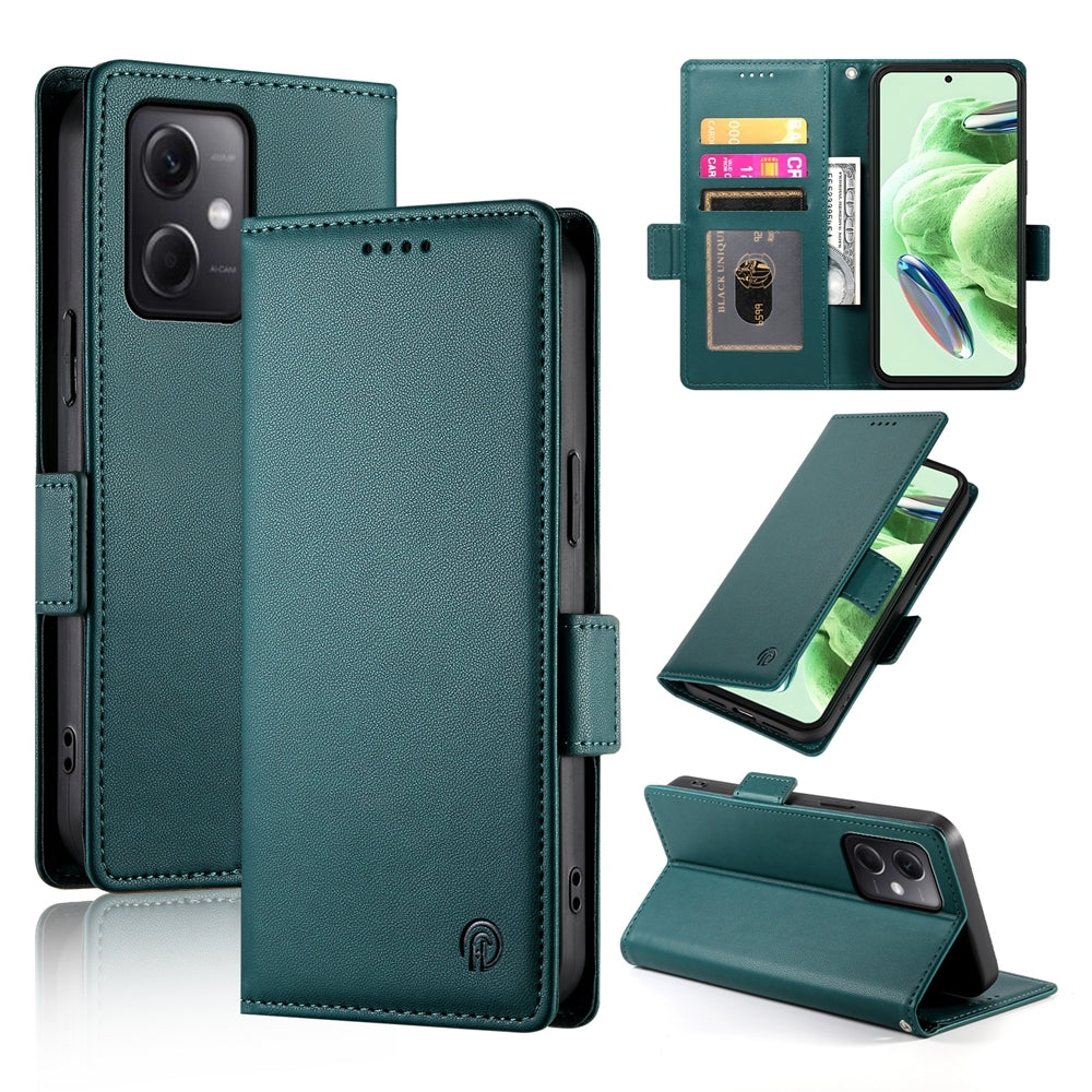 Xiaomi Redmi Note 12 Global India Magnetic Leather Wallet Case with Card Slots, Stand Function & Full Protection