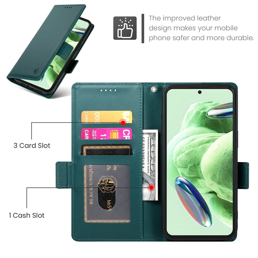 Xiaomi Redmi Note 12 Global India Magnetic Leather Wallet Case with Card Slots, Stand Function & Full Protection