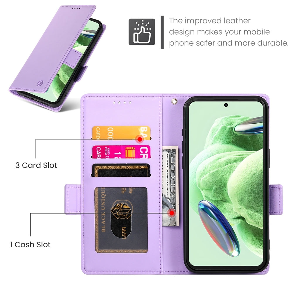 Xiaomi Redmi Note 12 Global India Magnetic Leather Wallet Case with Card Slots, Stand Function & Full Protection